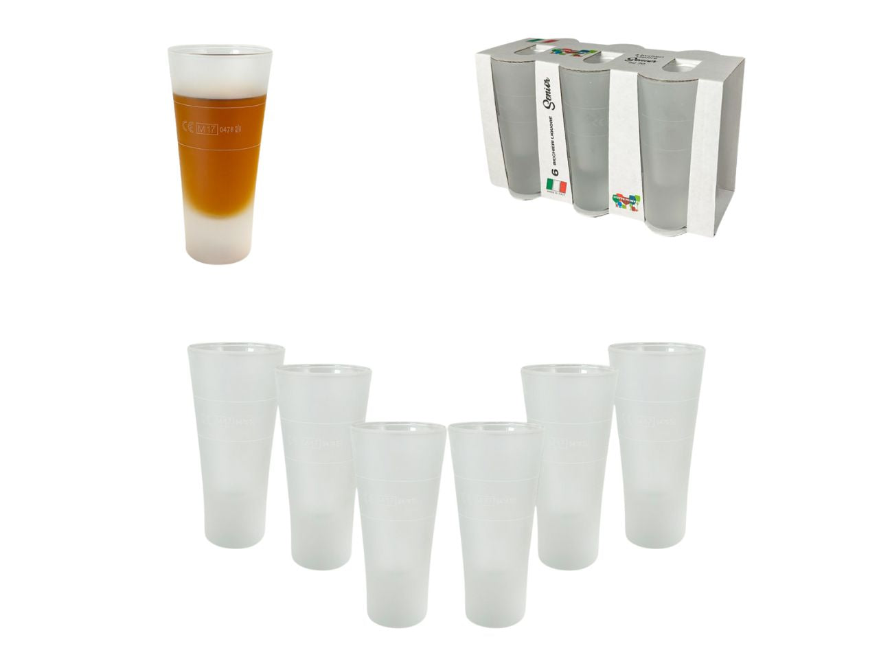 Bicchiere liquore senior  di colore trasparente la scatola contiene 6 bicchieri