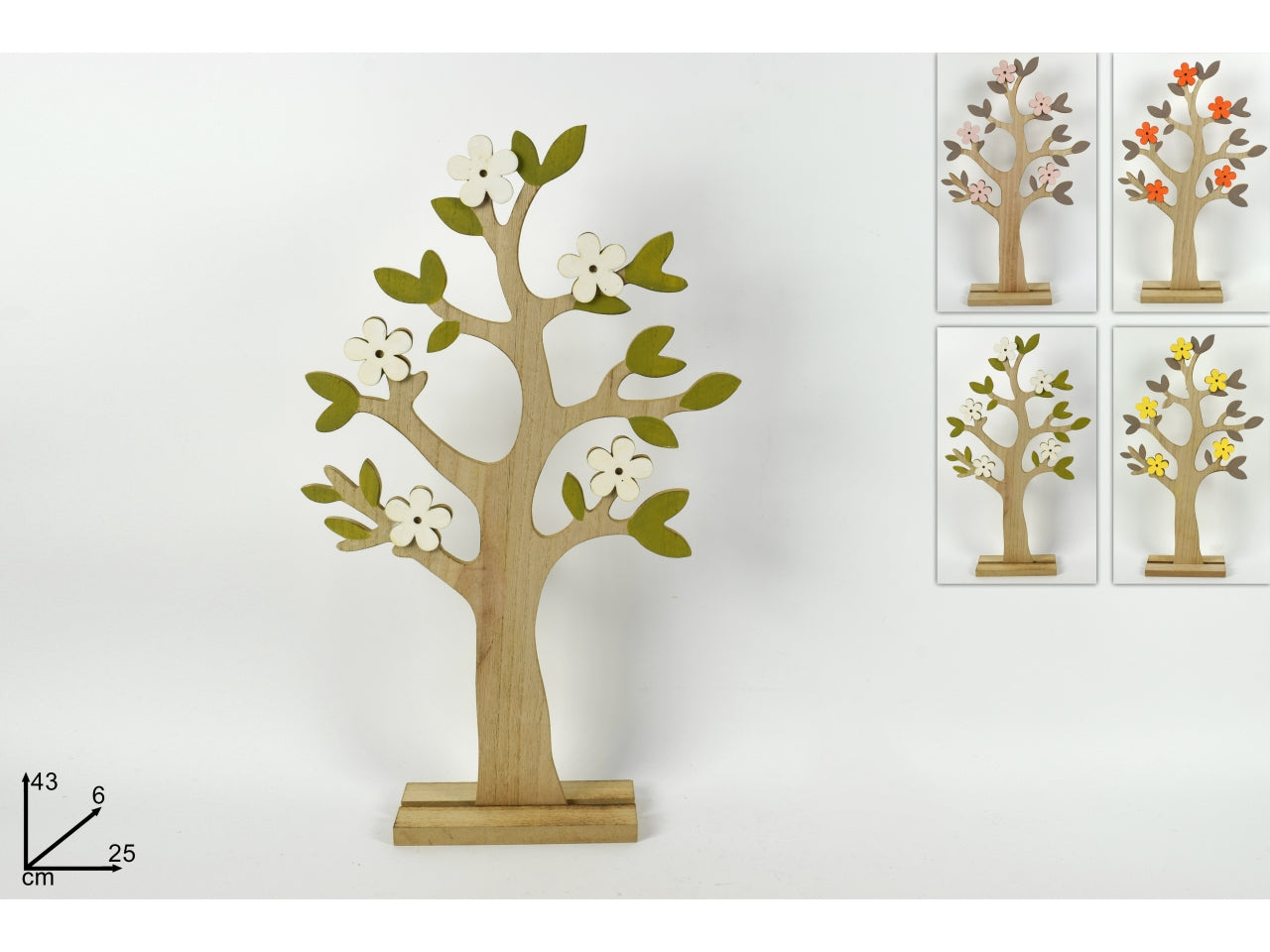 Albero legno con fiori colori assortiti