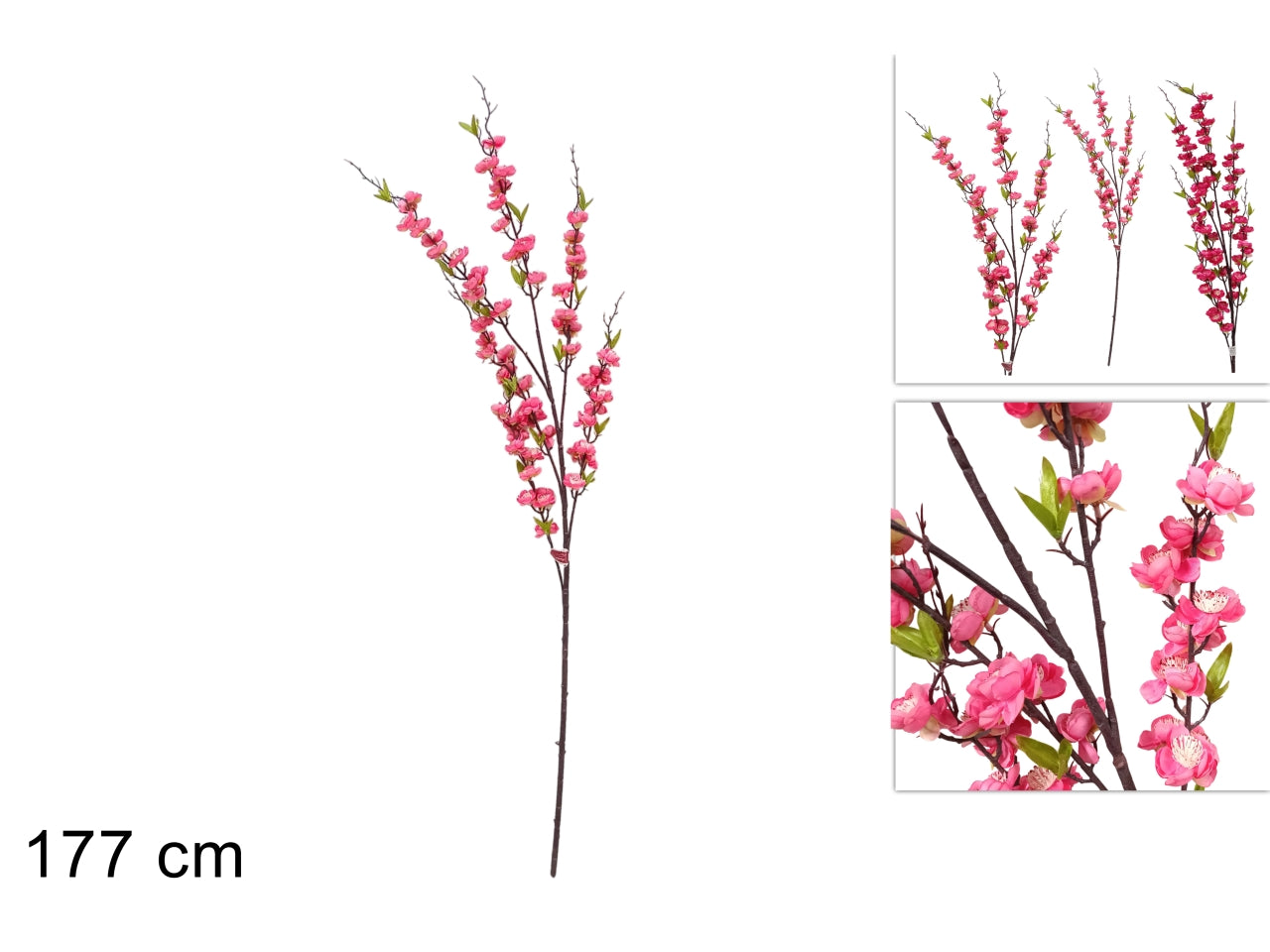 Ramo fiori di pesco 177cm in 3 colori assortiti