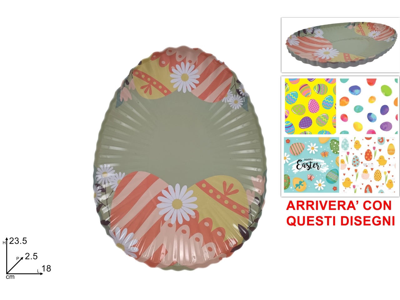 Vassoio uovo in latta decoro pasquale assortito