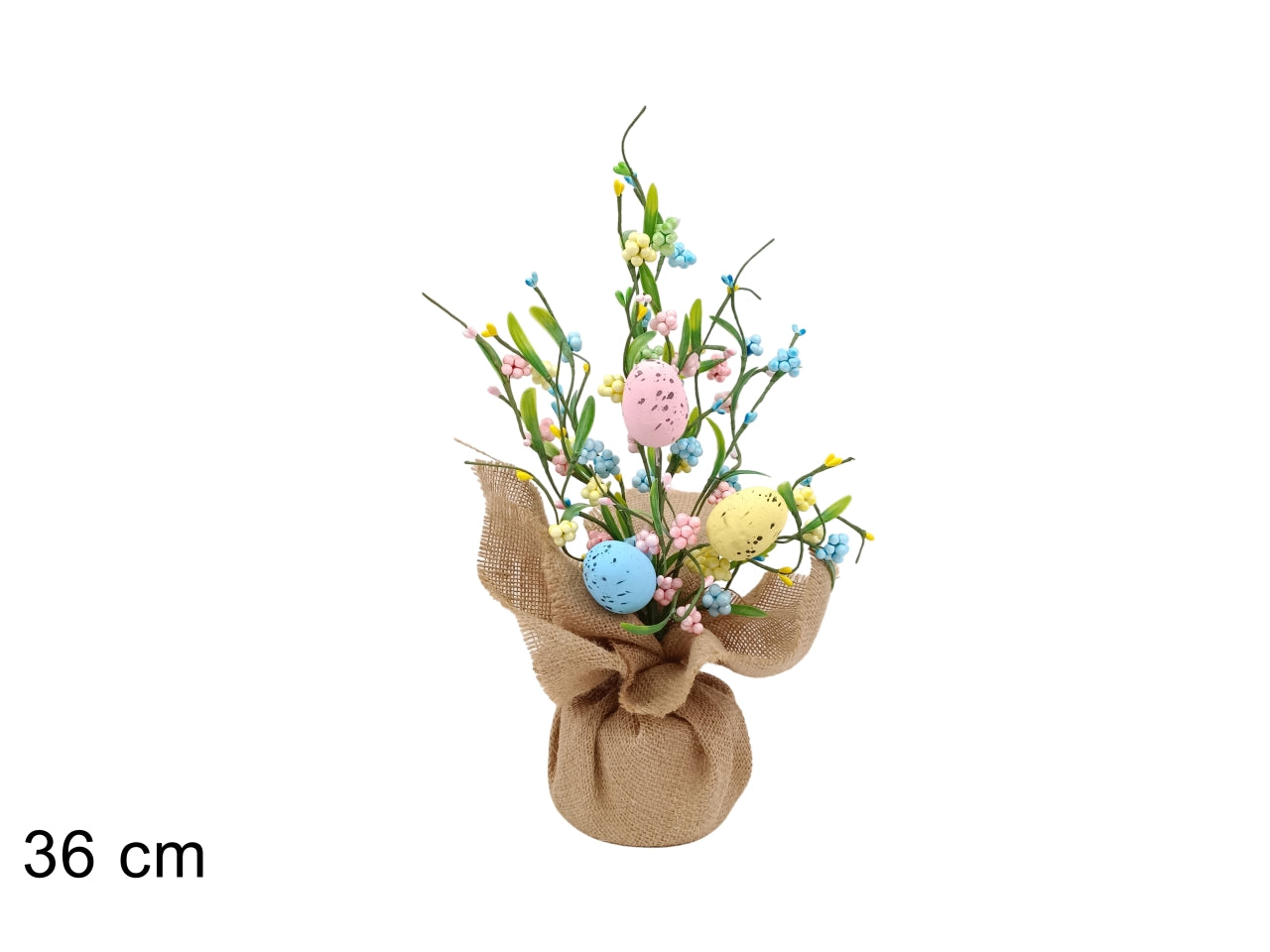 Pianta 36cm con uova e bacche colorate