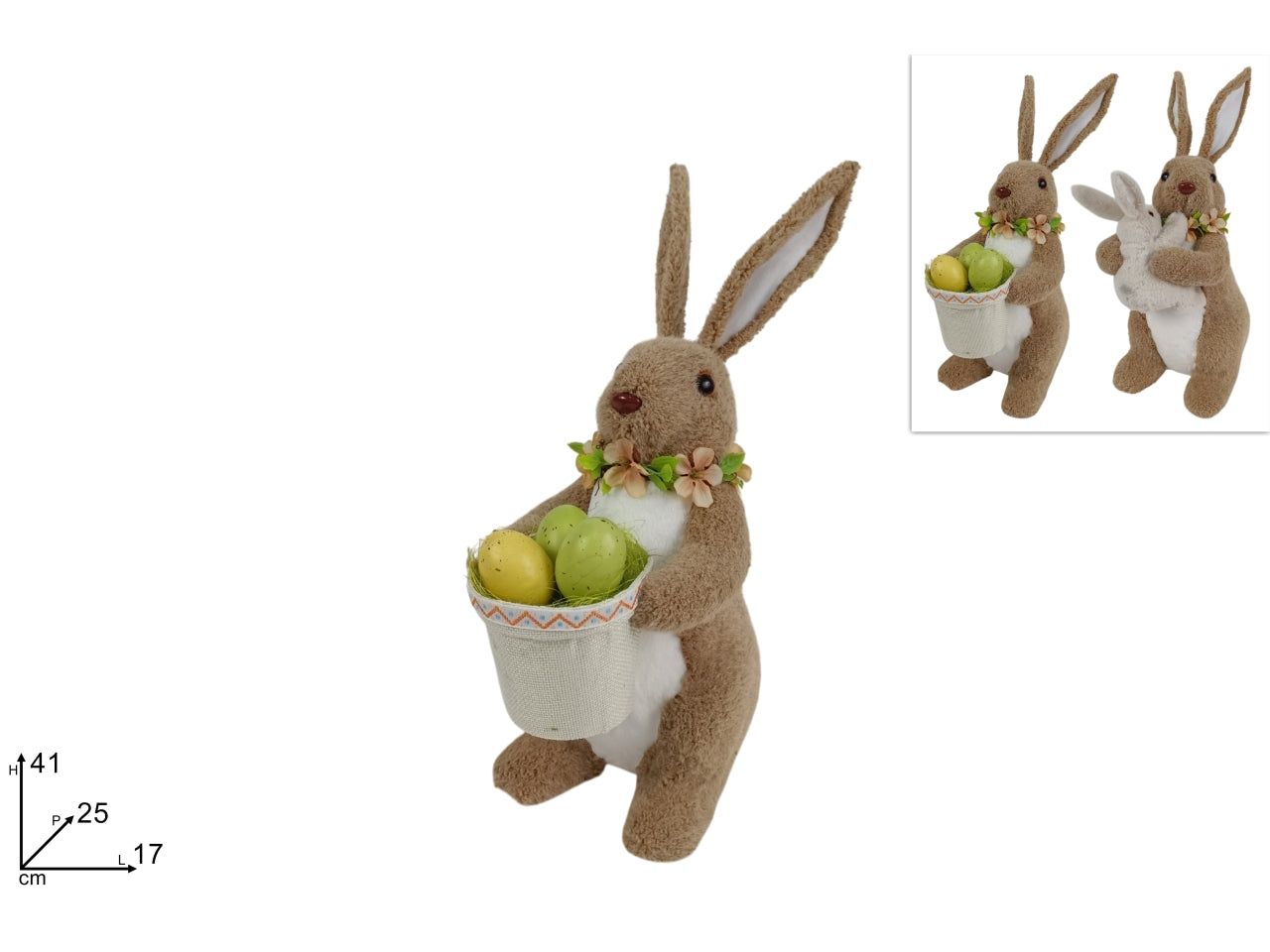 Decorazione coniglio 41cm in 2 assartimenti