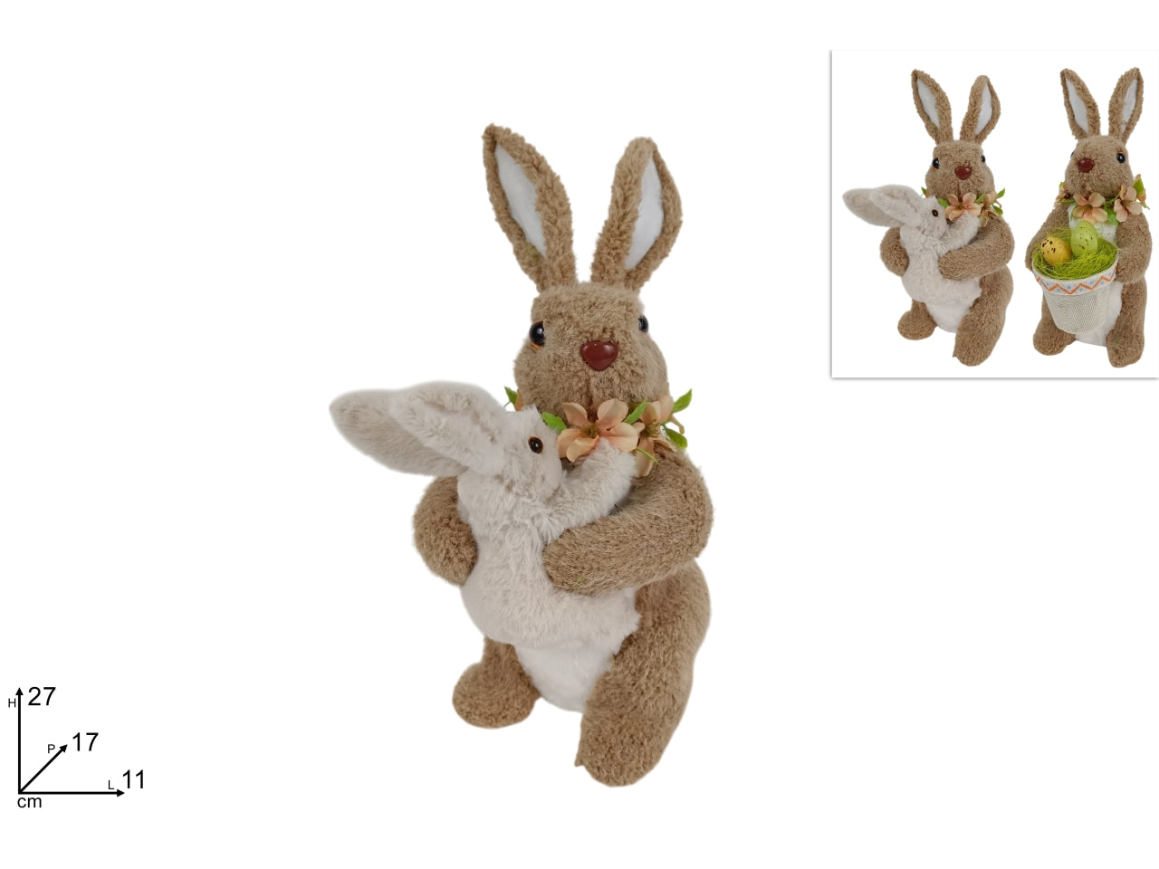 Decorazione coniglio 27cm in 2 assortimenti