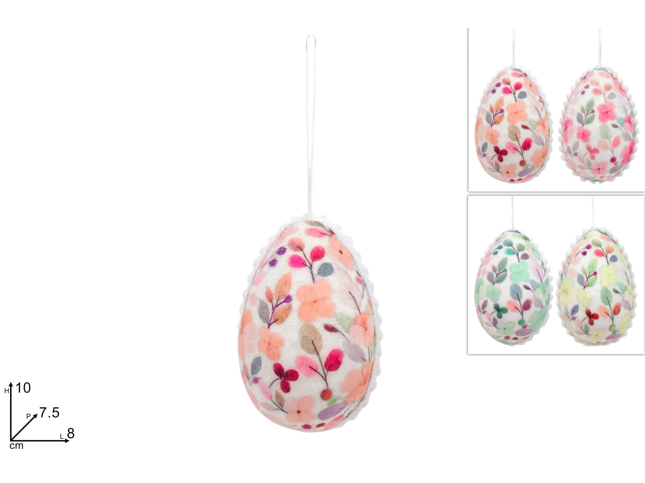 Appendino uovo 10cm decorato in 4 assortimenti