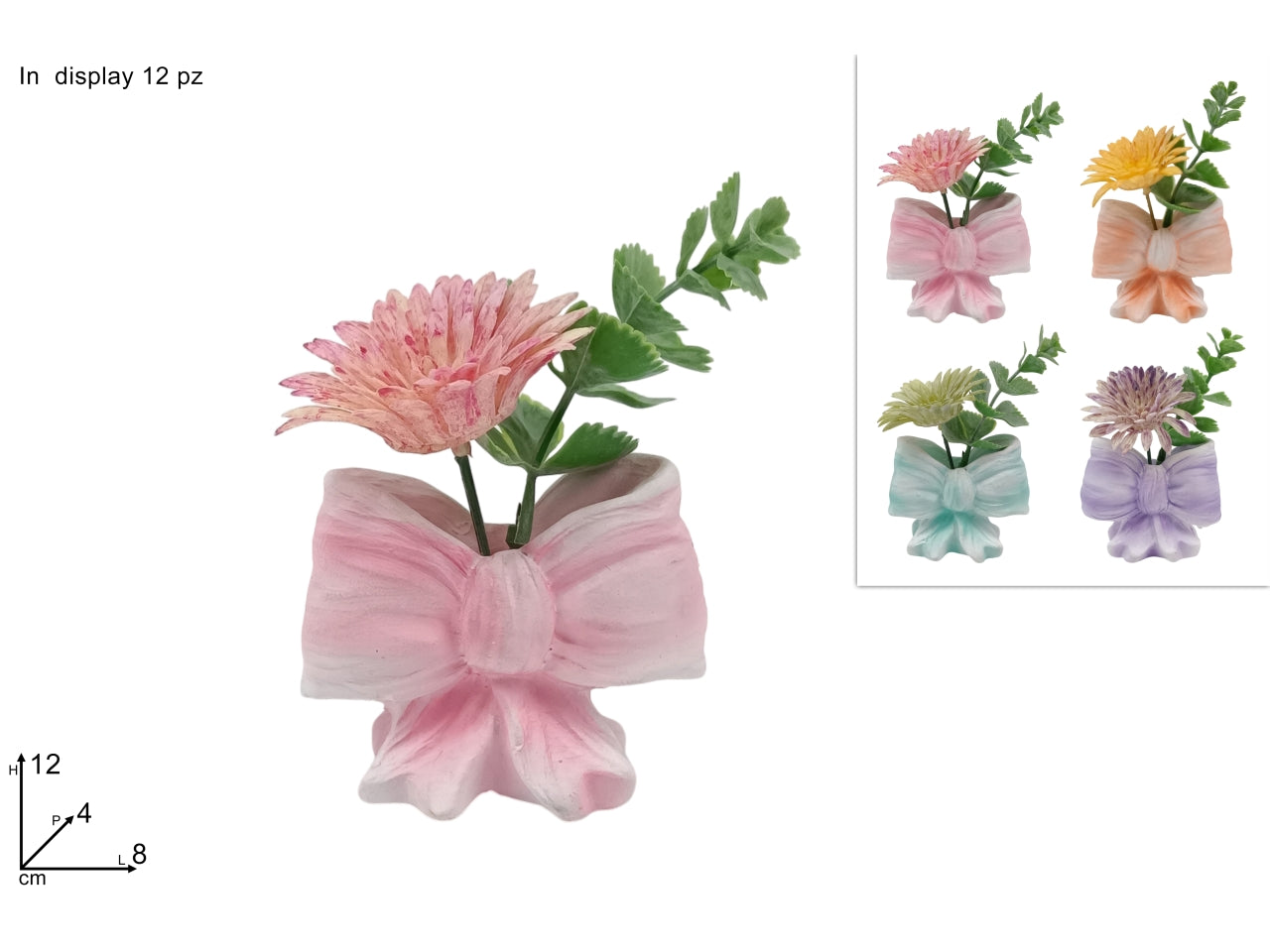 Fiocco con pianta grassa in 4 assortimenti