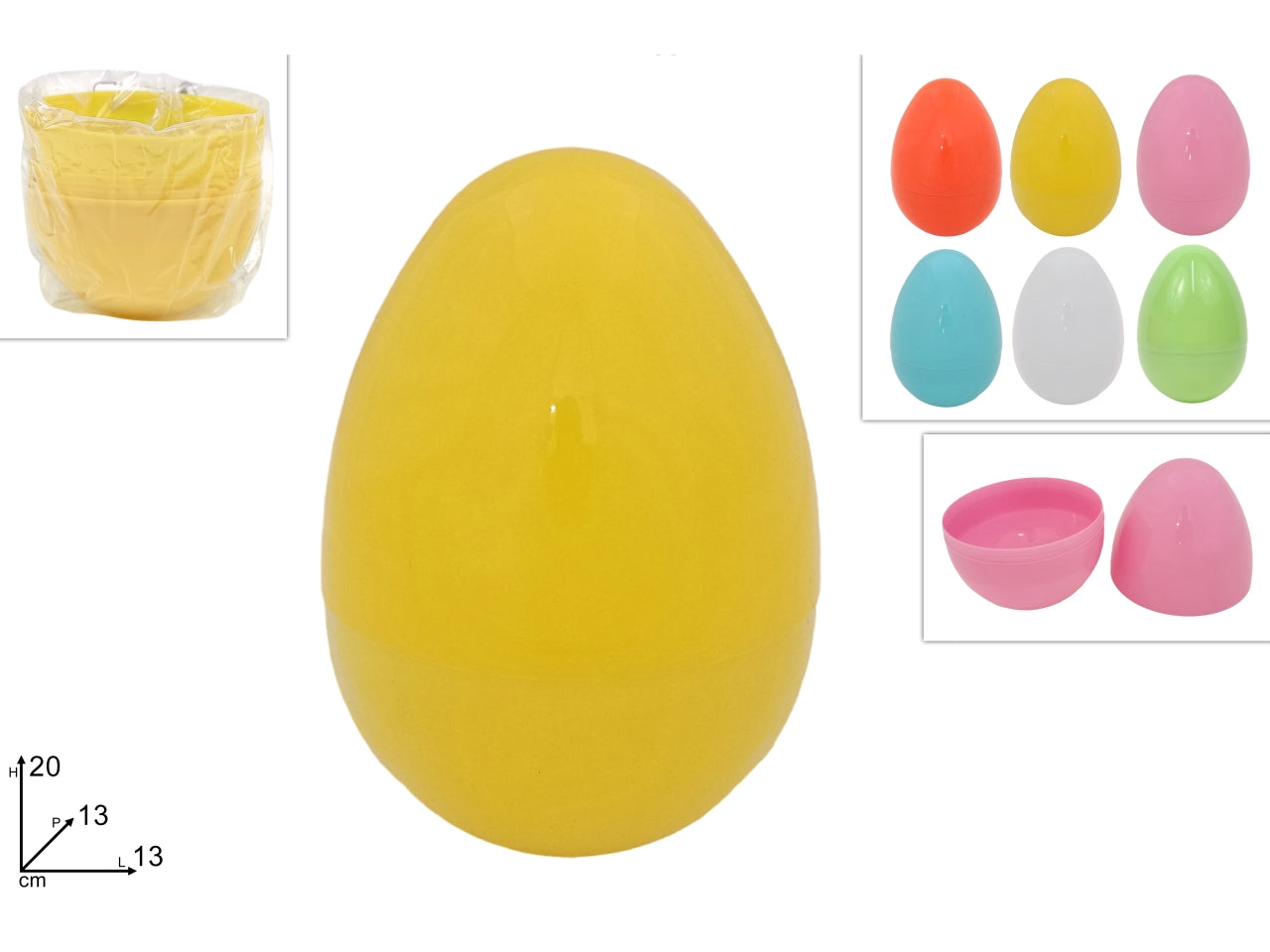 Uova plastica 20cm in 6 colori assortiti