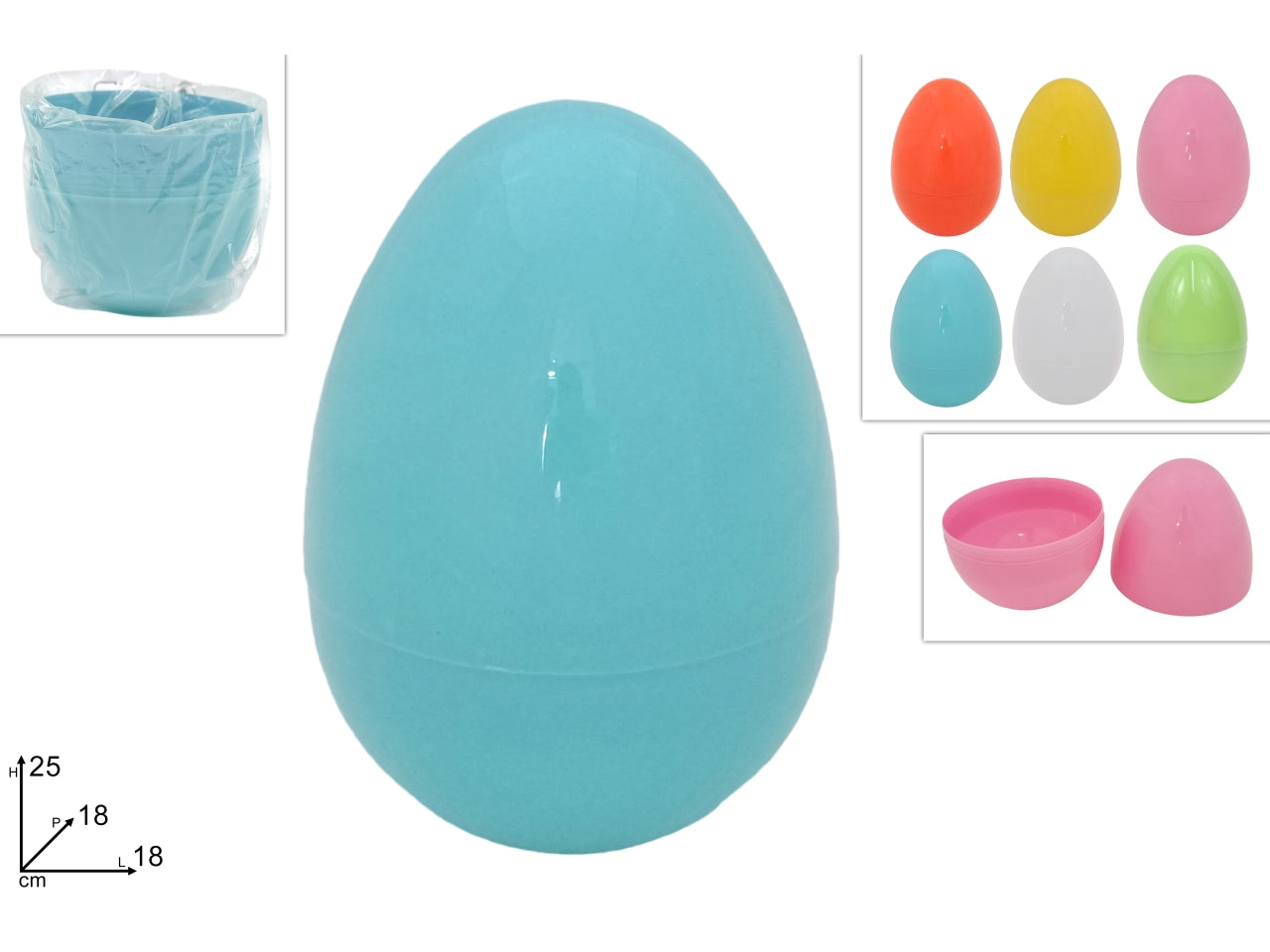 Uova plastica 25cm in 6 colori assortiti