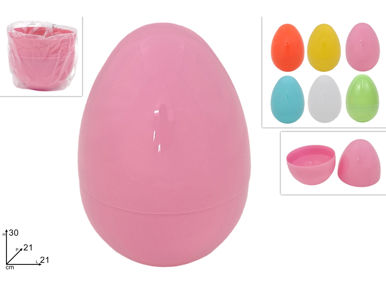 Uova plastica 30cm in 6 colori assortiti