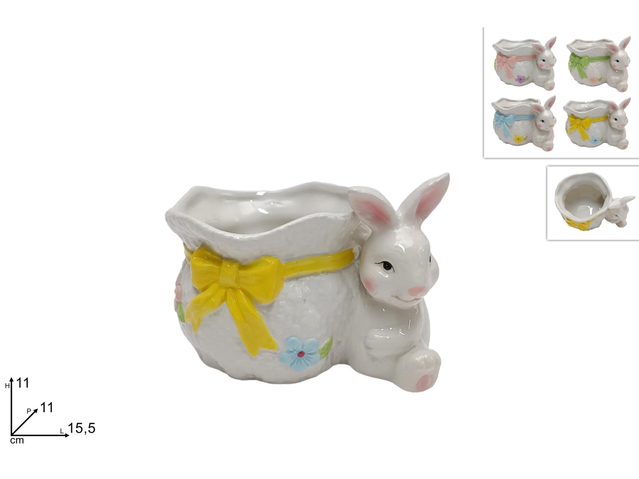 Sacchetto ceramica con coniglio in 4 colori assortiti
