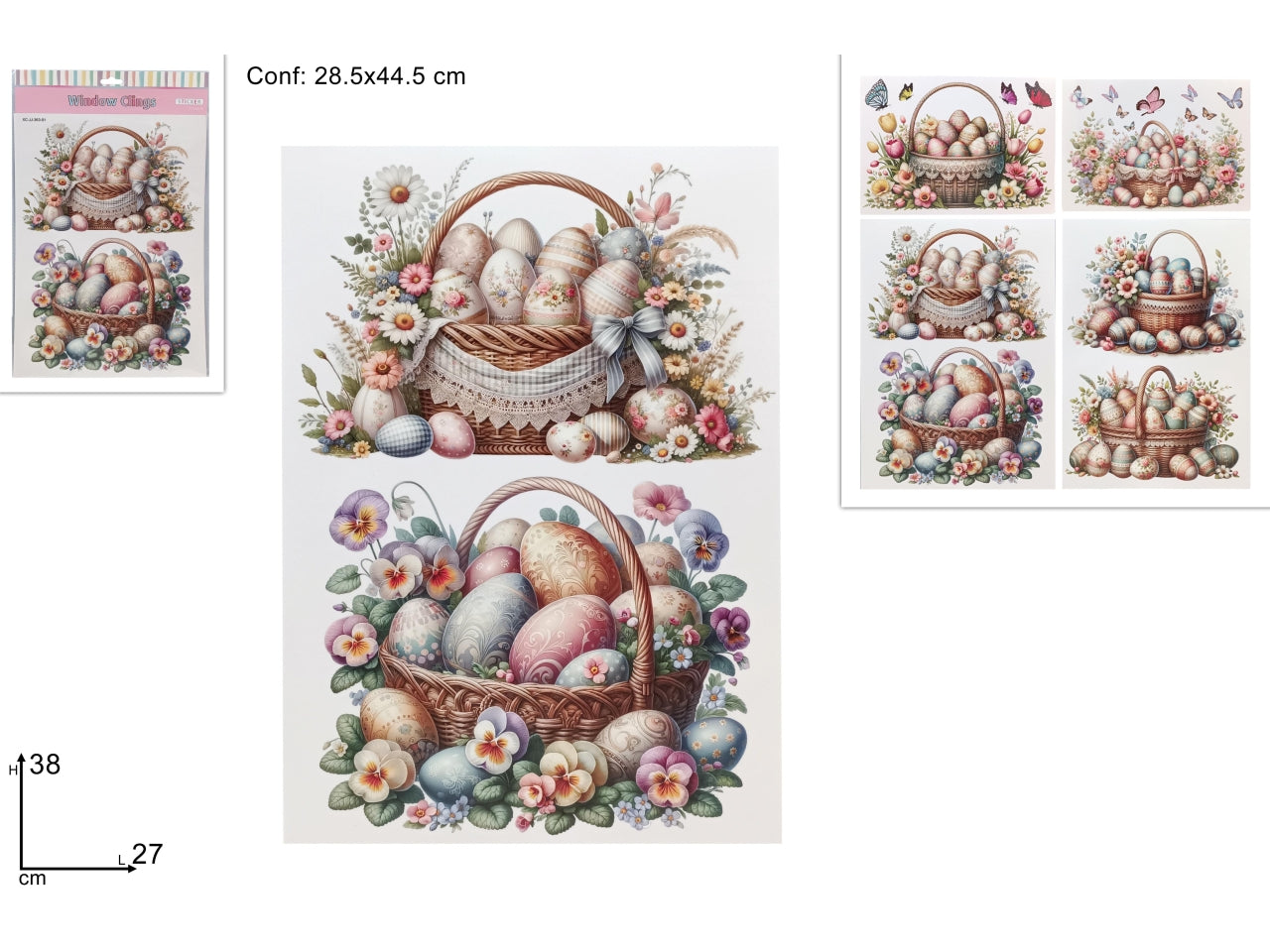 Sticker/vetrofania scenario pasquale in 4 assortiti