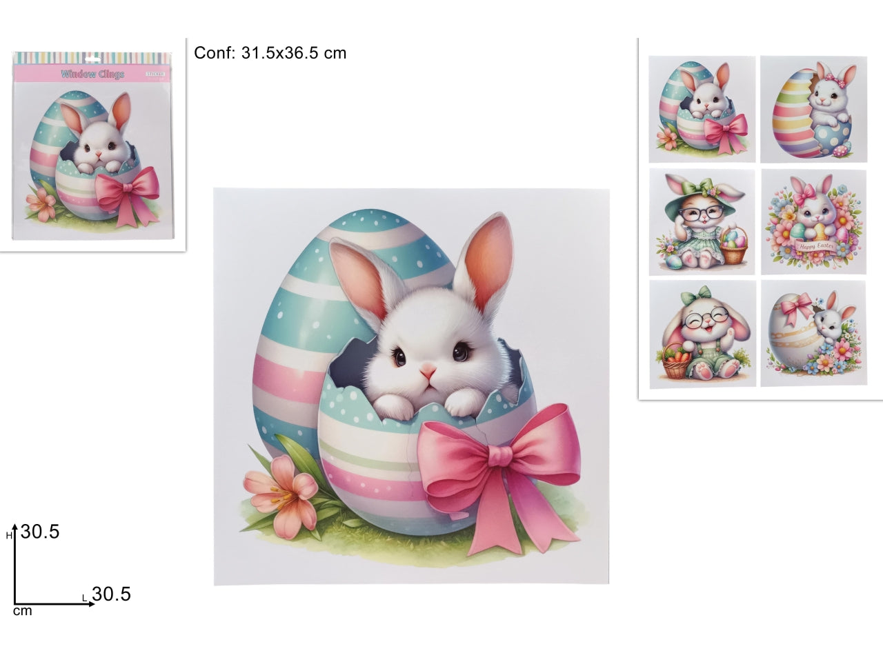 Sticker/vetrofania coniglio in 8 assortiti