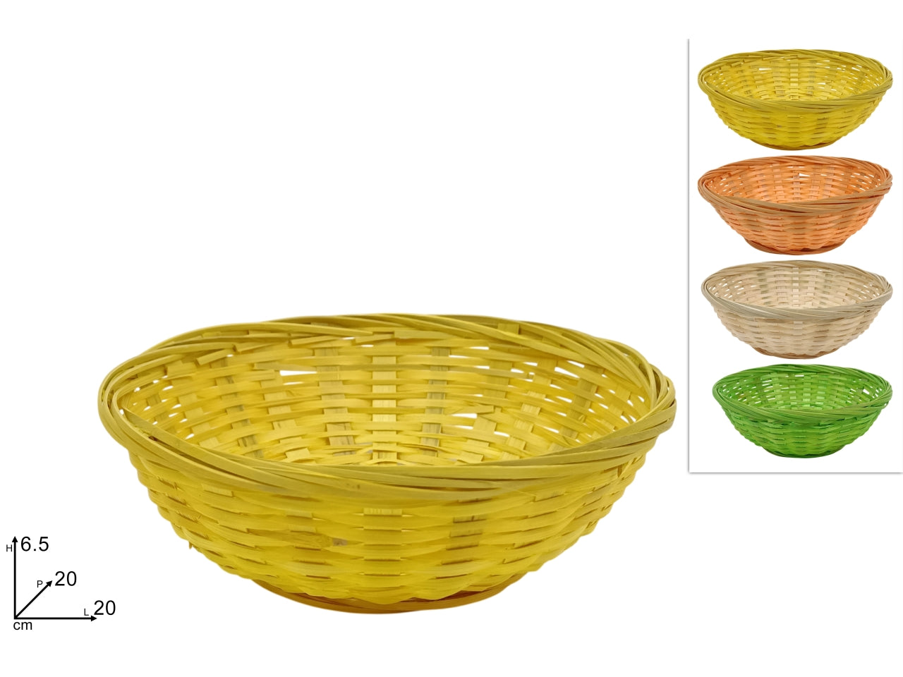 Cestino tondo 20x6,5cm in 4 colori assortiti