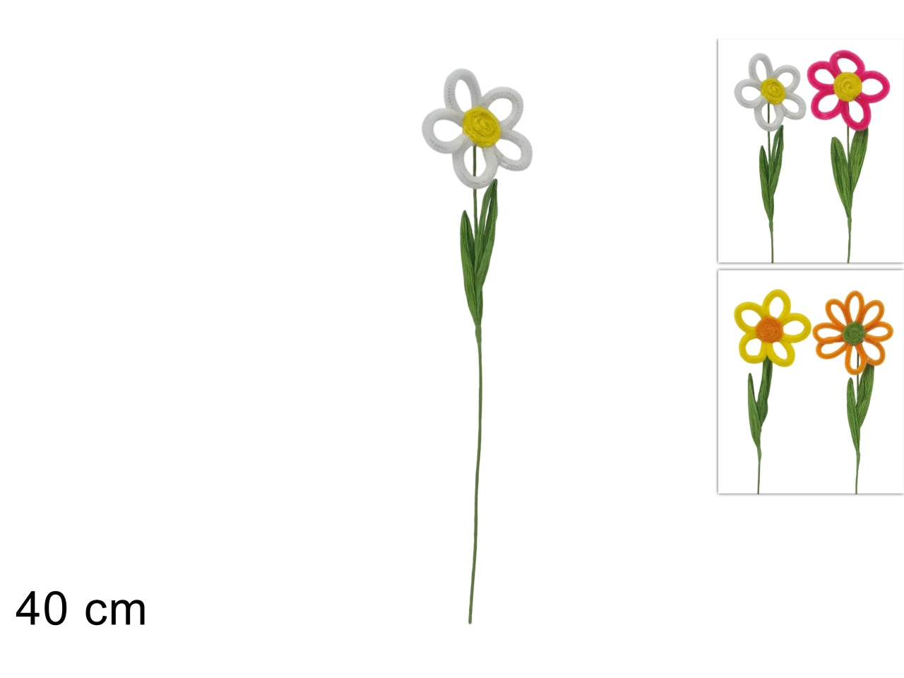Stelo fiore 40cm in 4 colori assortiti