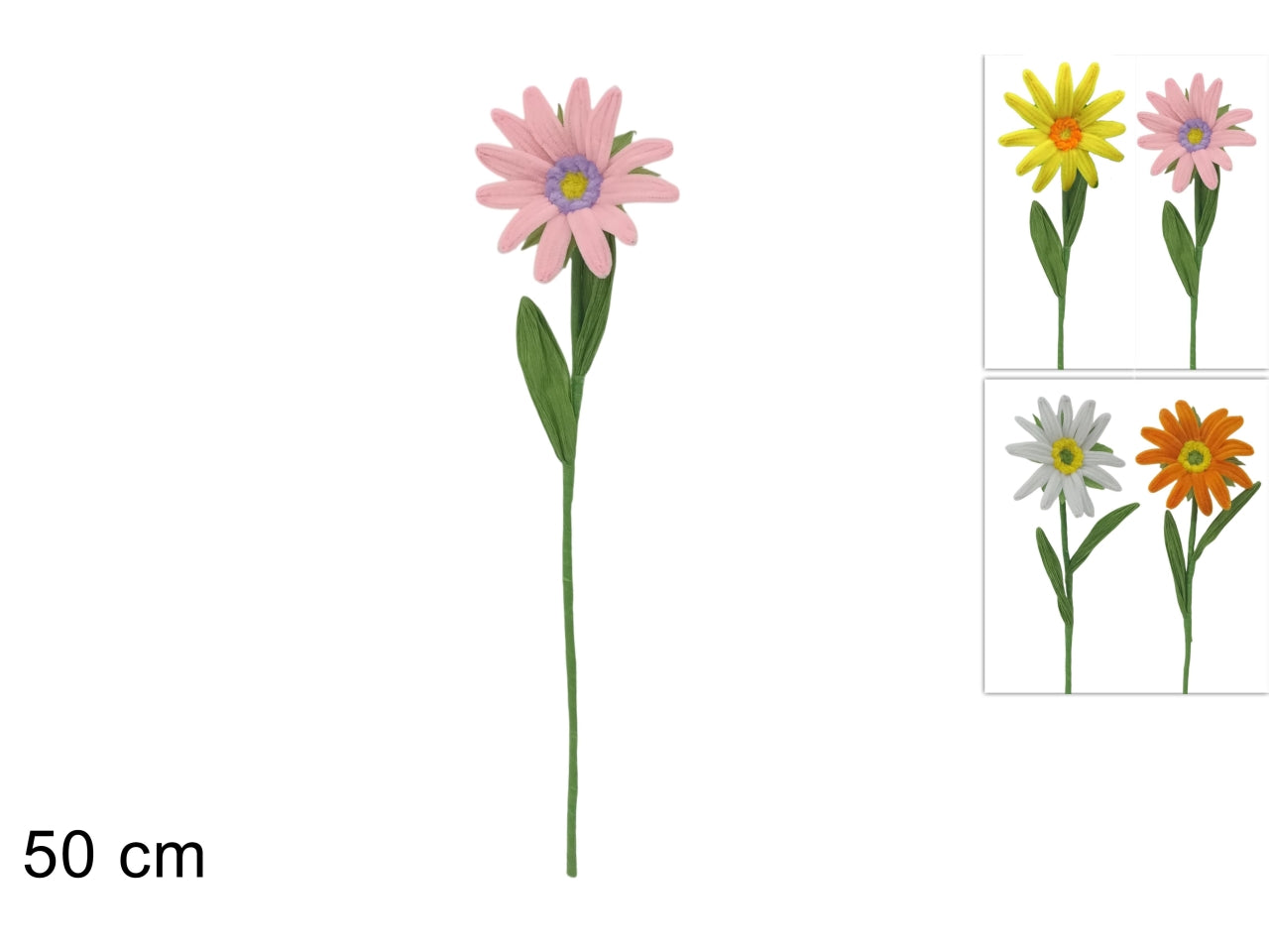 Stelo fiore margherita 50cm in 4 colori assortiti