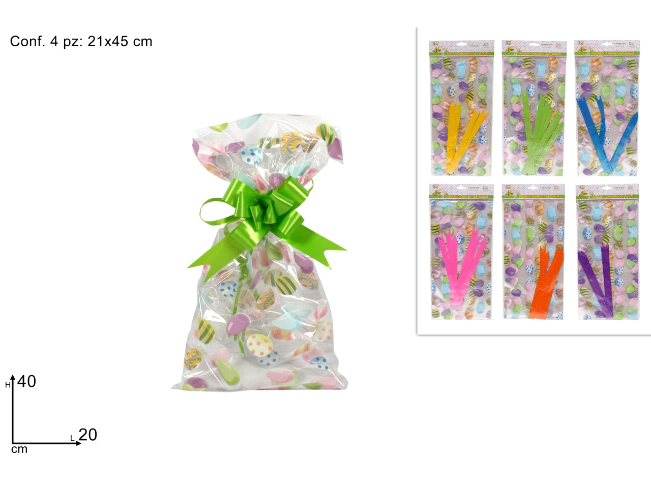 Buste 20x40cm con fiocchi set 4+4 decoro pasquale