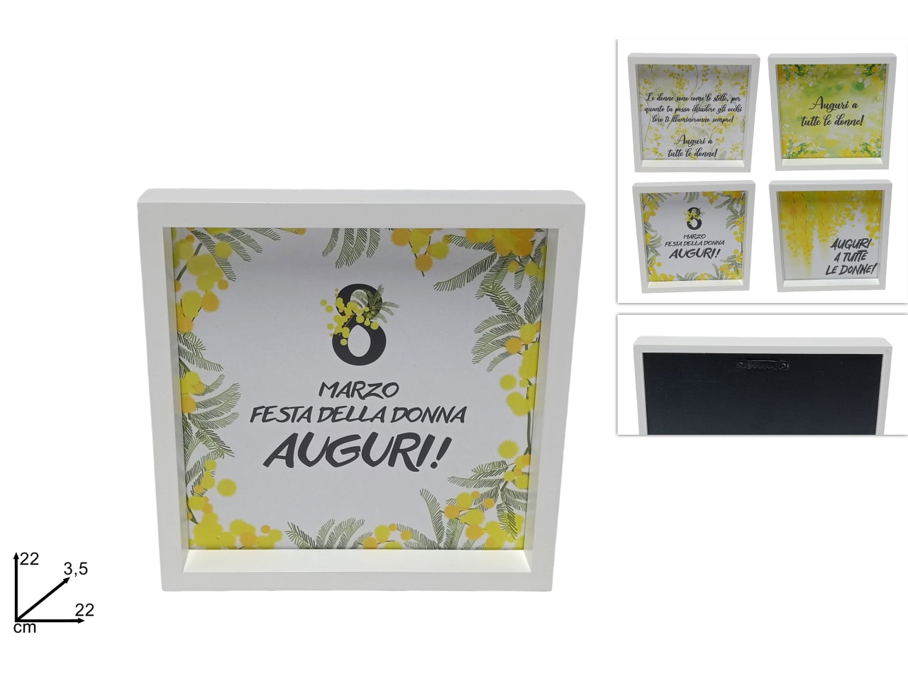 Quadretto festa della donna 22x22cm in 4 assortimenti