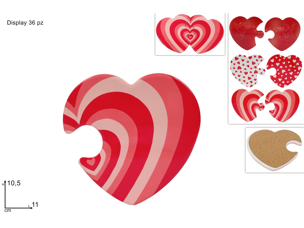 Souvenir cuore puzzle in 2 assortimenti e 4 disegni