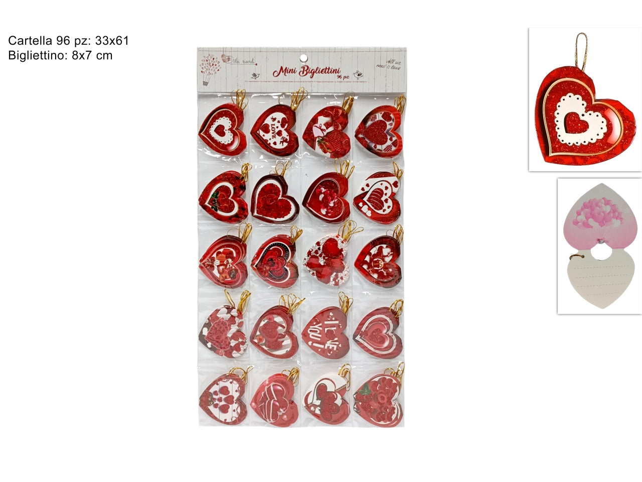 Cartella bigliettini cuore san valentino set da 96 bigliettini