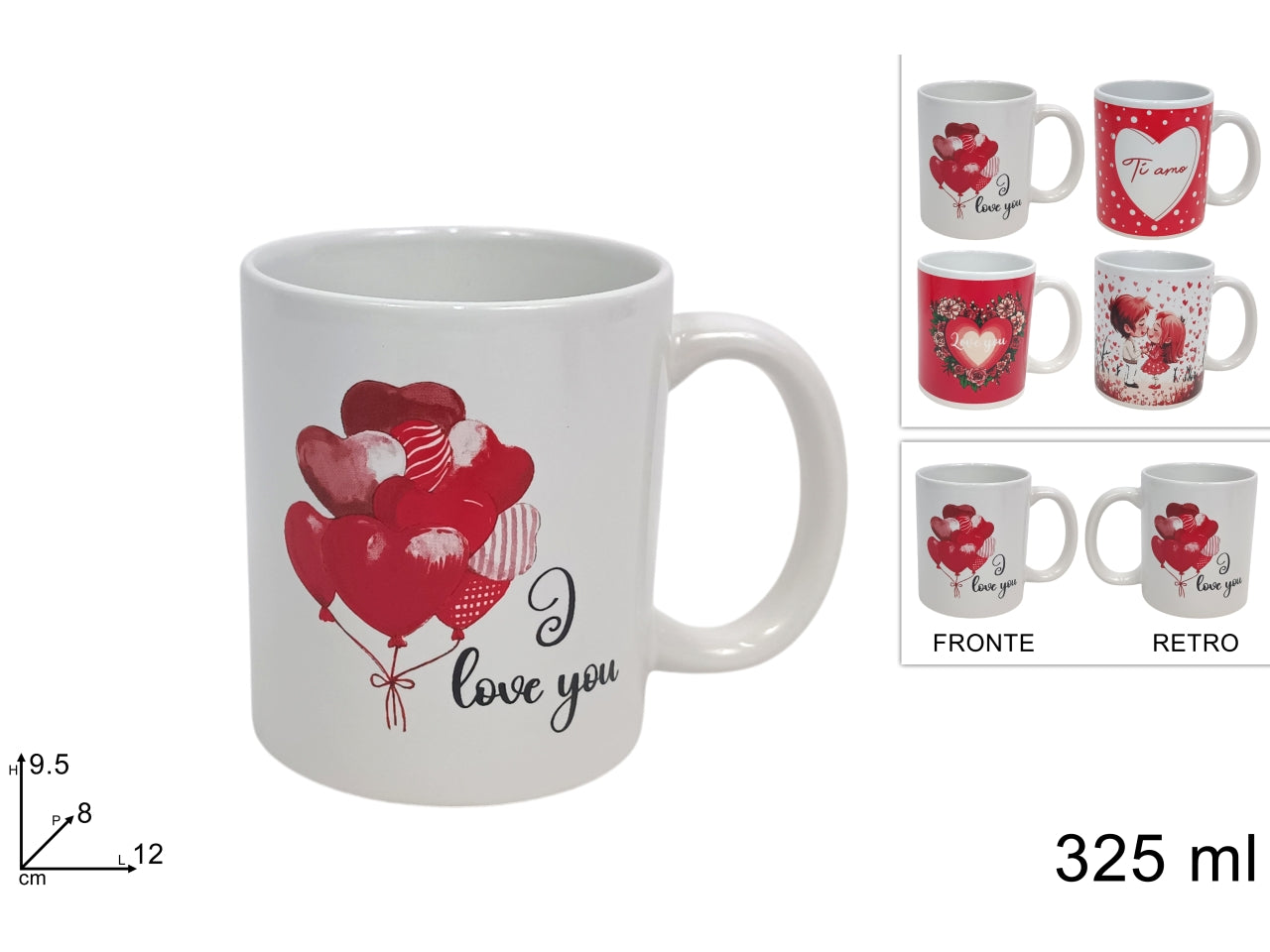 Tazzone mug 325ml san valentino in 4 assortimenti