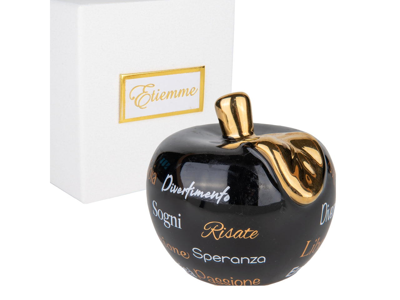 Estasi mela in porcellana 9,5xh.8,5cm nera