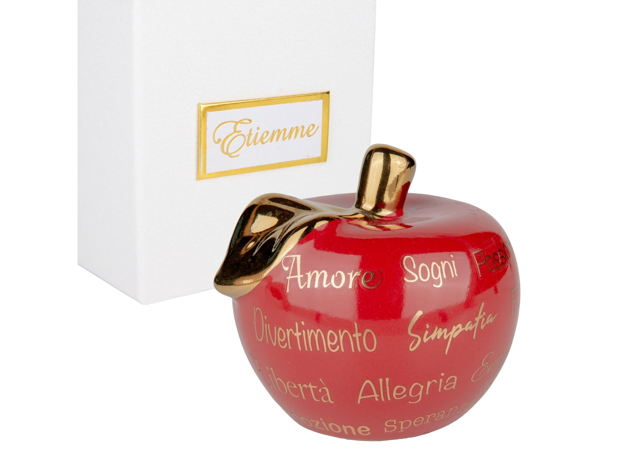 Estasi mela in porcellana 9,5xh.8,5cm rossa