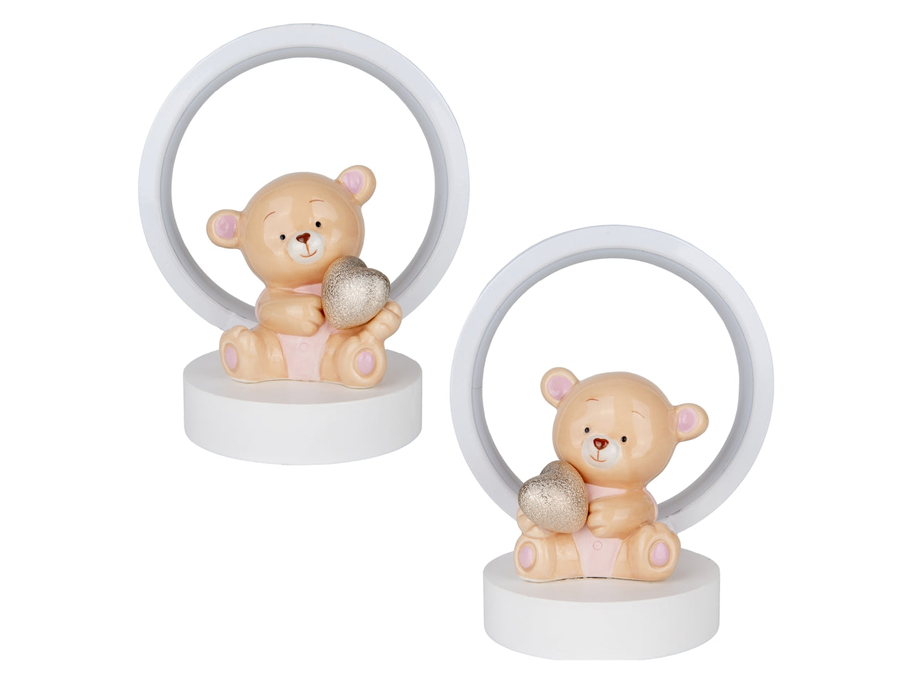 Peluche lampada con orso in porcellana 15xh.18cm rosa, 2assortimenti