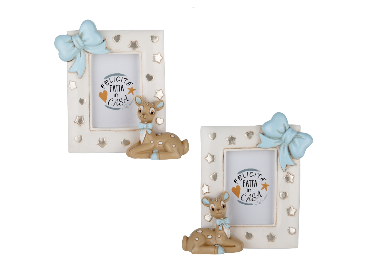 Tenero cervo baby portafoto 11xh,13cm celeste, 2 assortimenti