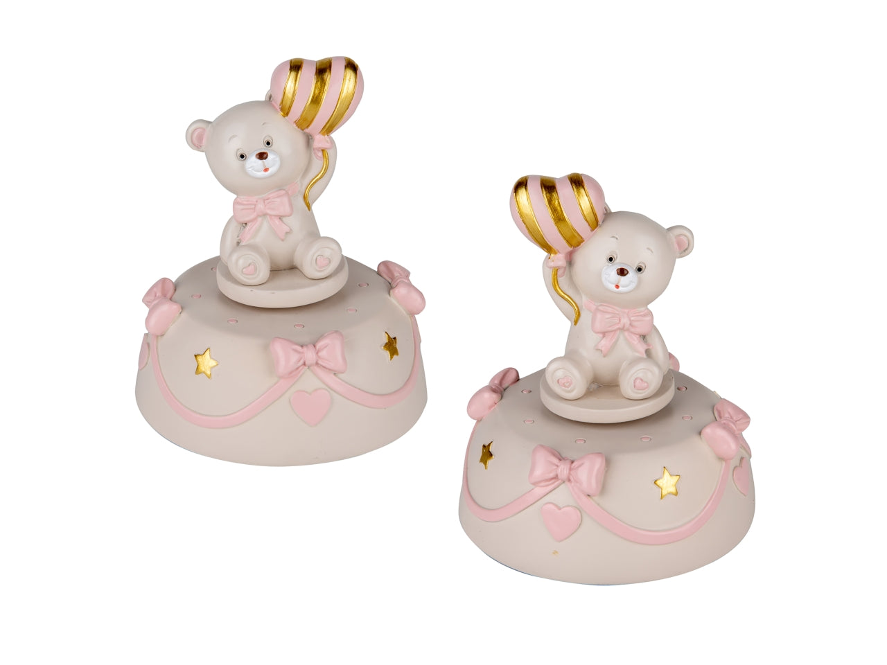 Pupo carillon con orso 10xh.12cm rosa 2assortimenti