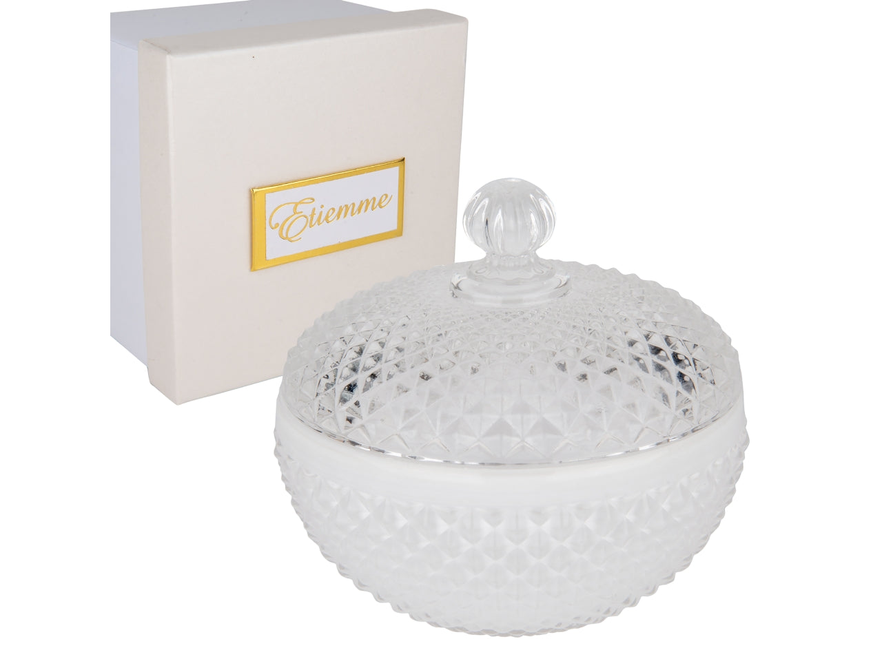 Ginevra cofanetto tondo in vetro d.9xh.8cm