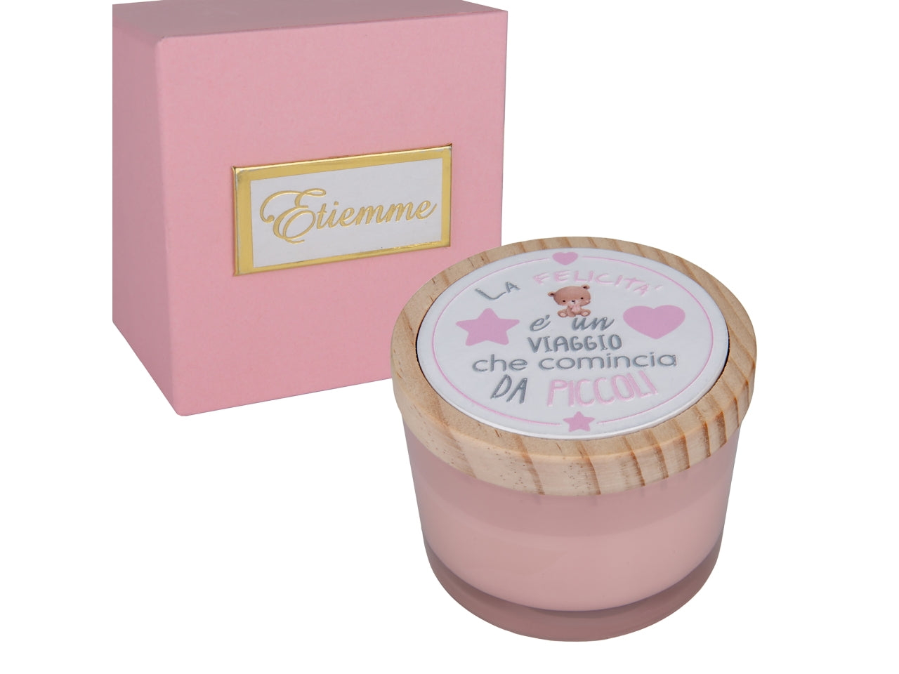 Sfavilla candela profumata con cofanetto in vetro 7,5xh.6cm rosa