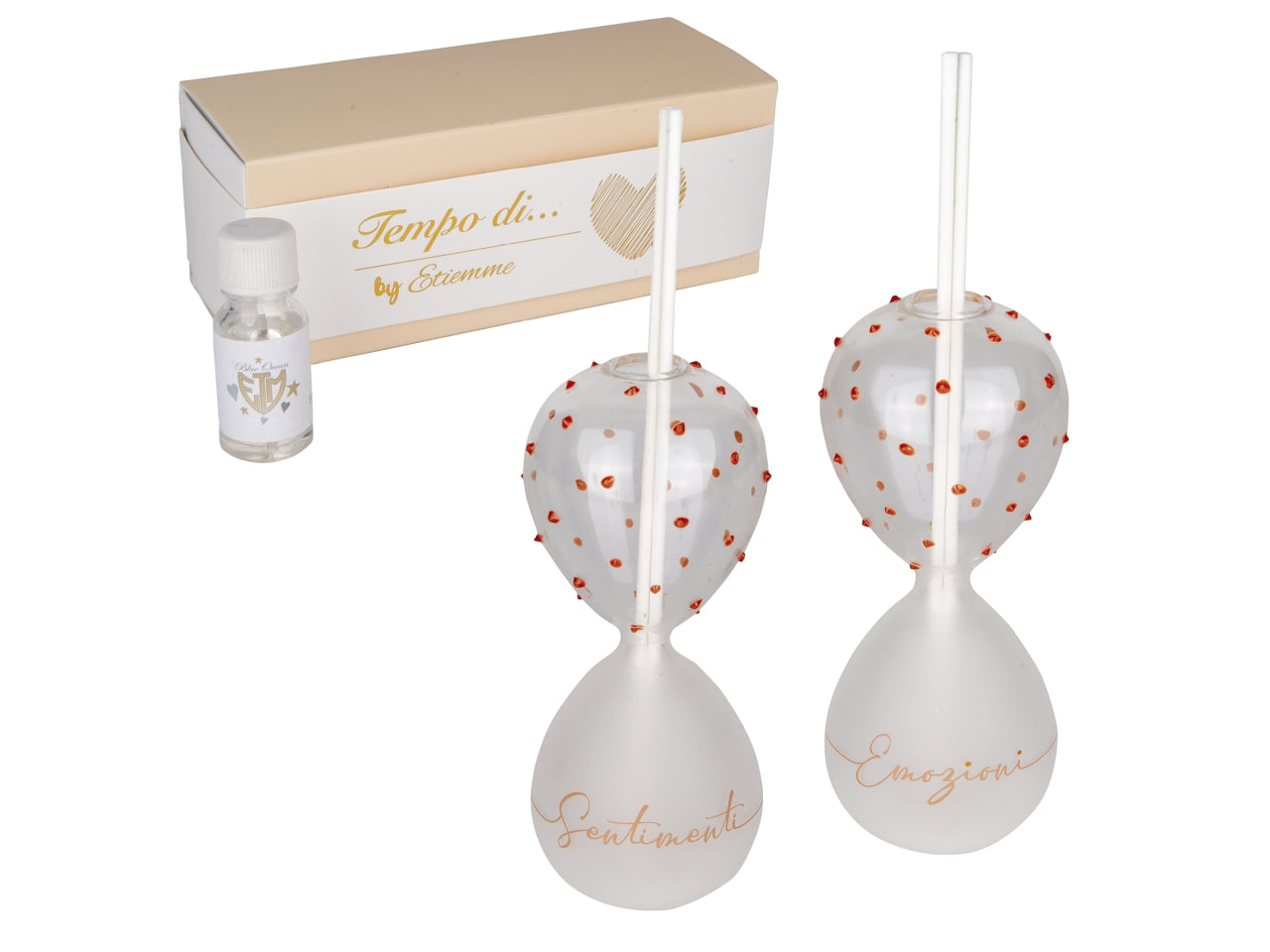 Emotion clessidra diffusore con bacchette e profumo 13cm, 2assortimenti