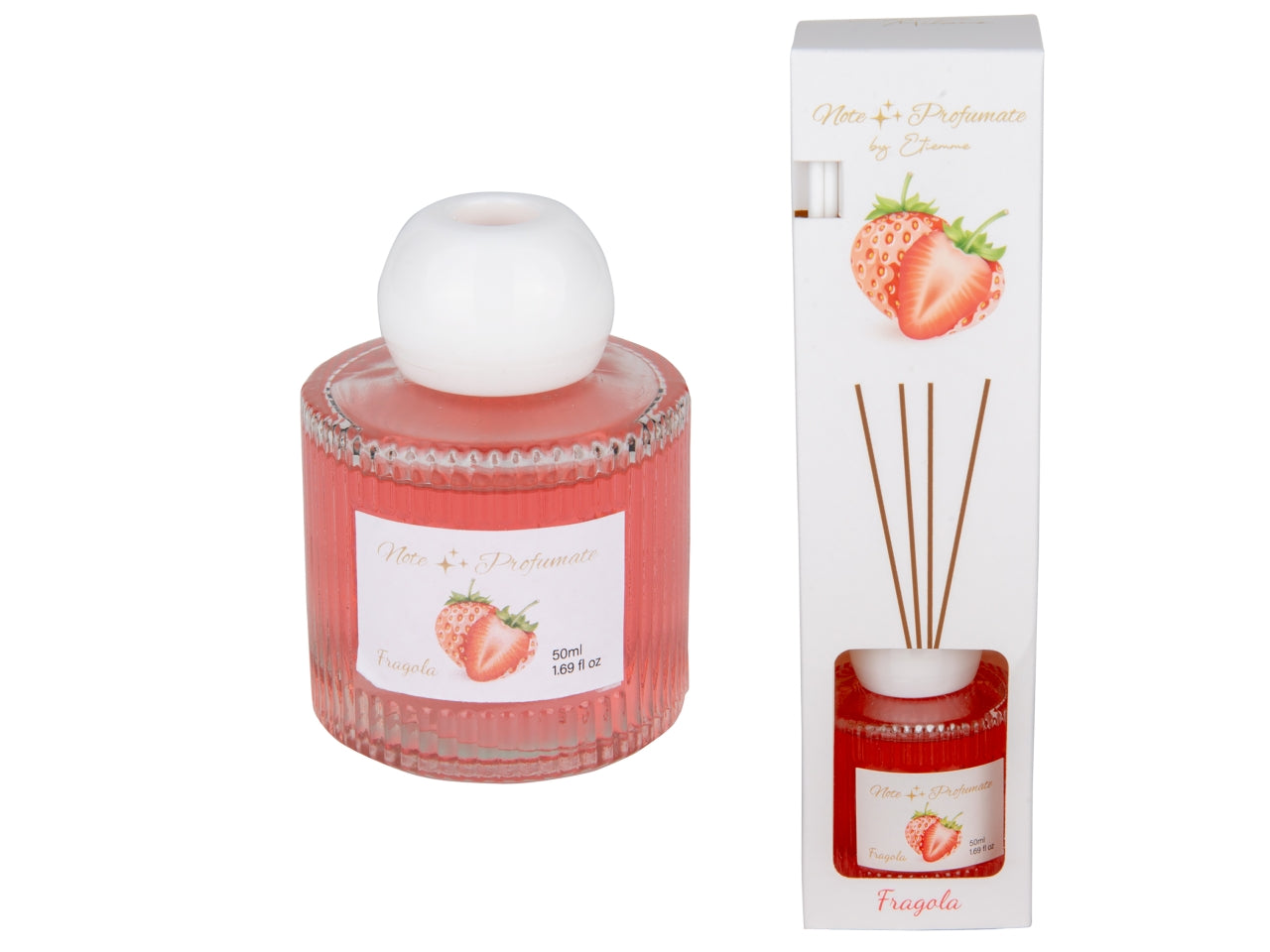 Aroma diffusore con bacchette 50ml fragola$
