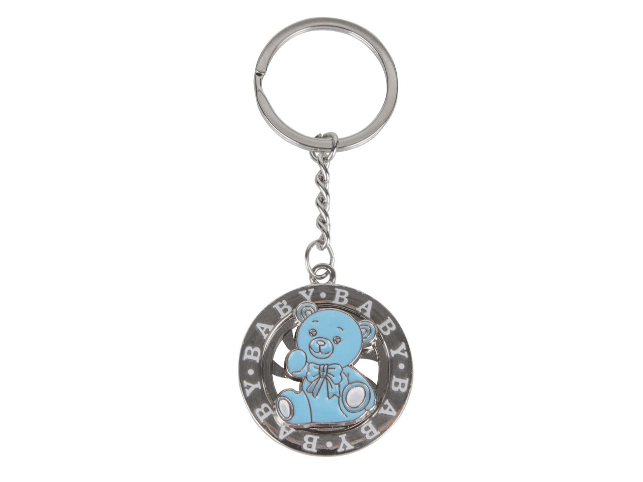 Zama portachiavi con orsetto diametro 4cm celeste