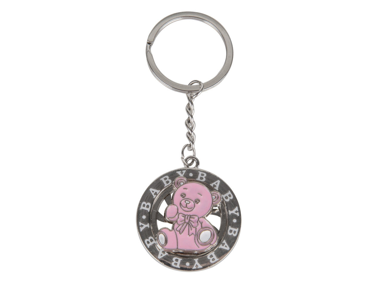 Zama portachiavi con orsetto diametro 4cm rosa