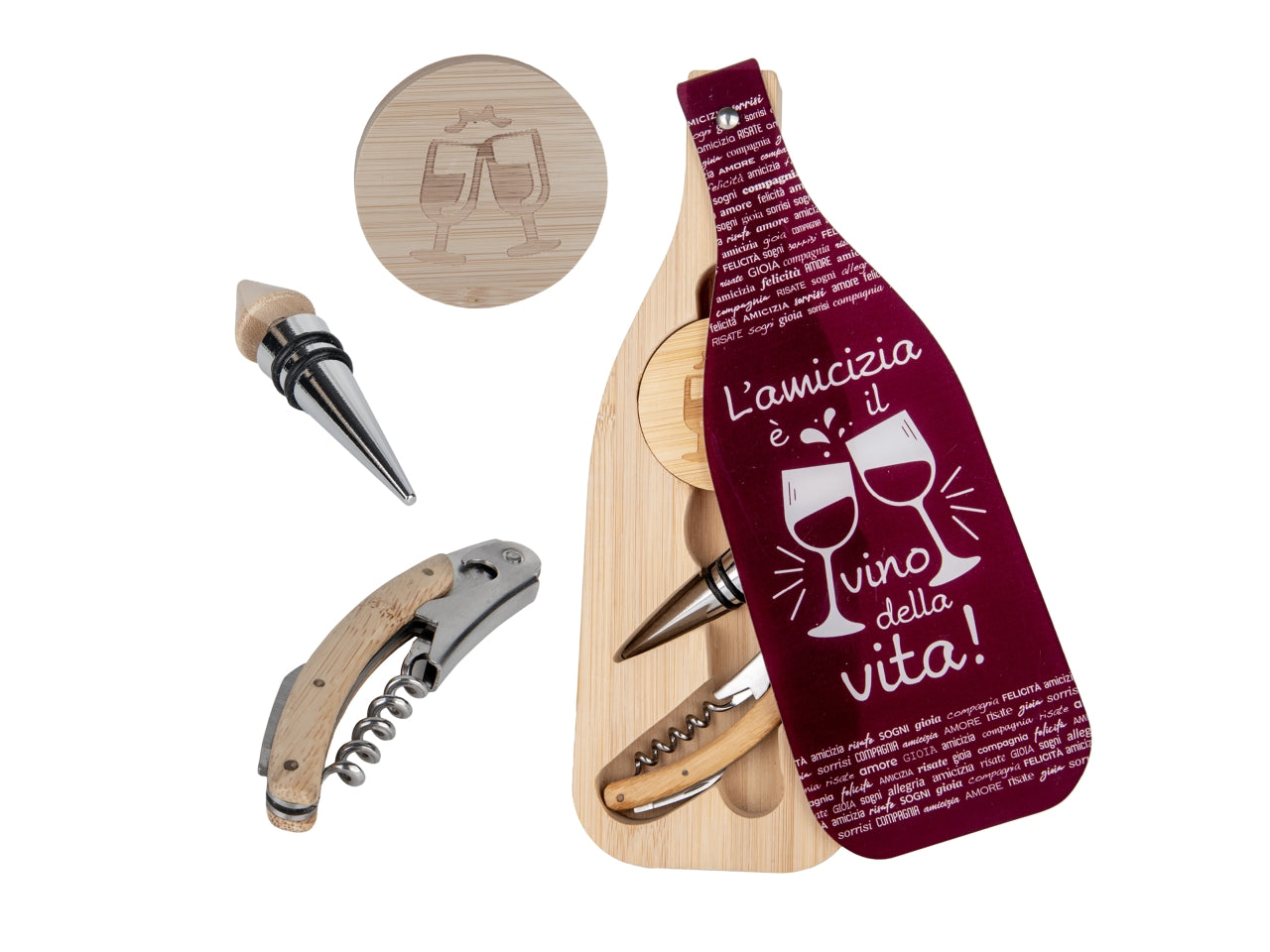 Bordeaux set vino confezione bottiglia con 3pezzi 10x30cm