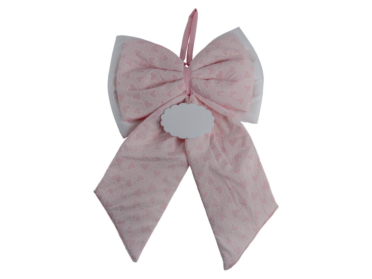 Fiocco nascita con cuori 33xh.50cm rosa
