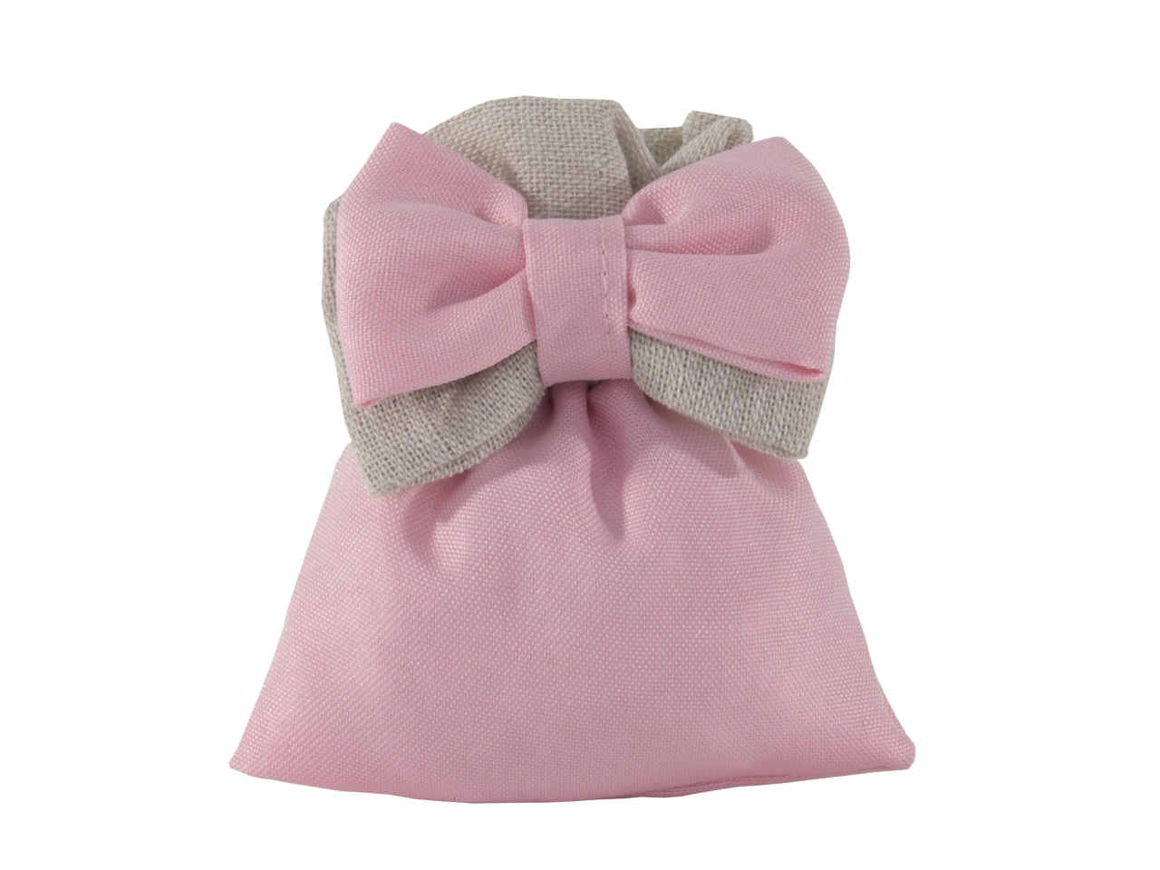 Muffin sacchetto portaconfetti in tessuto con fiocco 10x12cm rosa