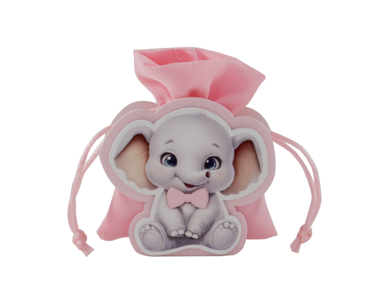 Pinco sacchetto portaconfetti 9cm rosa con elefantino