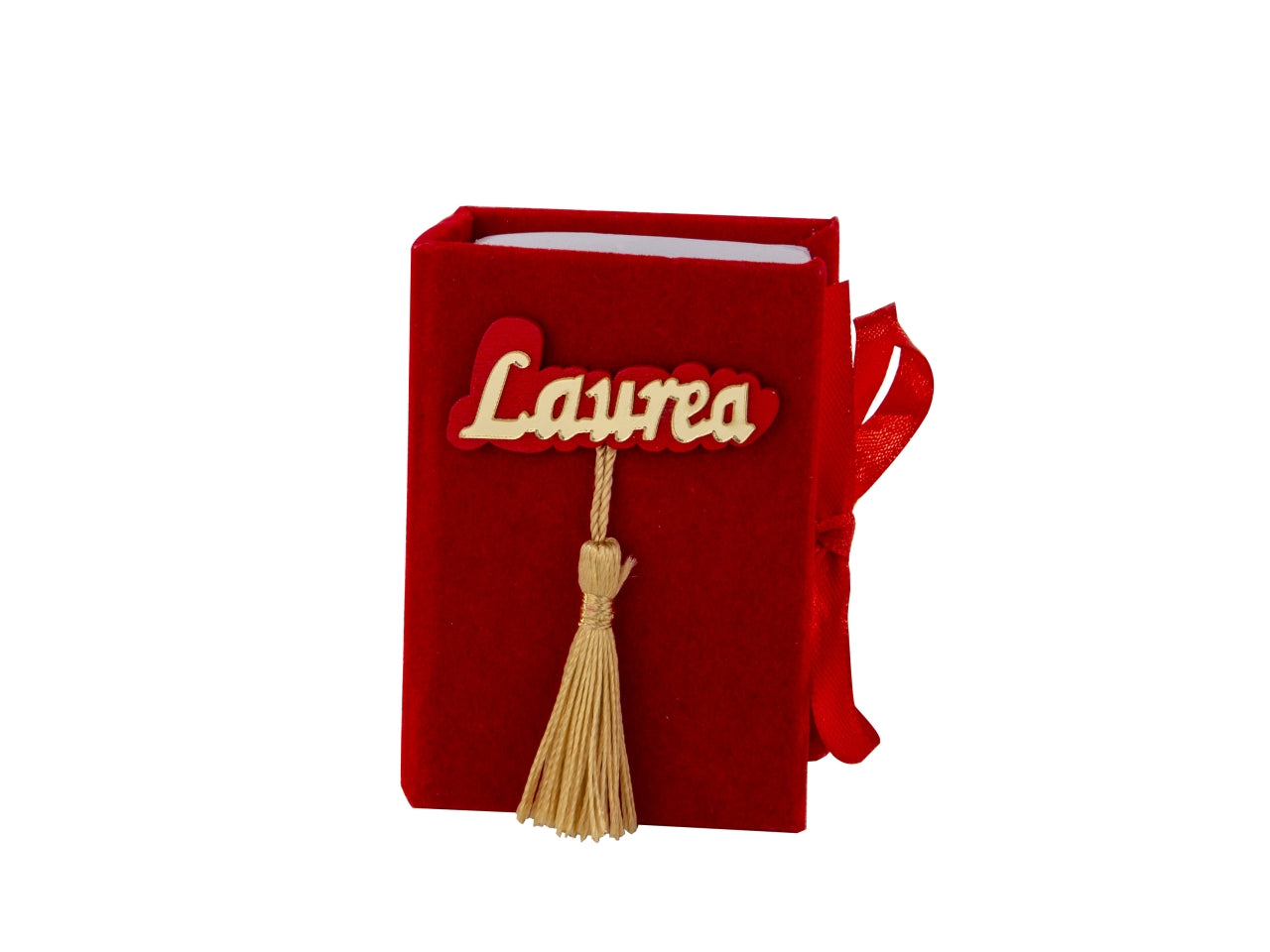 Tocco scatolina libro portaconfetti per laurea 5,5x8cm rosso