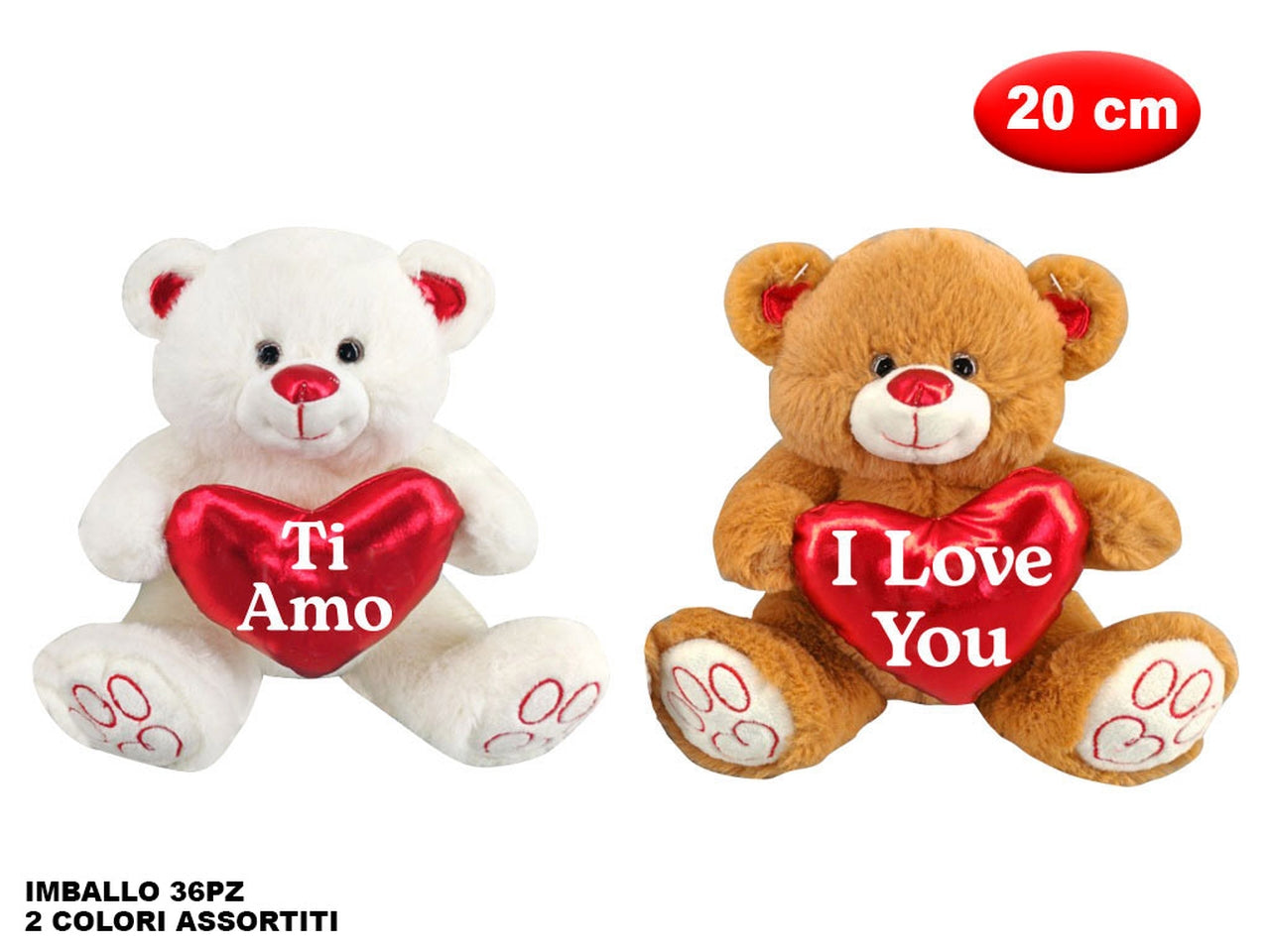 Peluche orsetto con cuore morbidi' 20cm