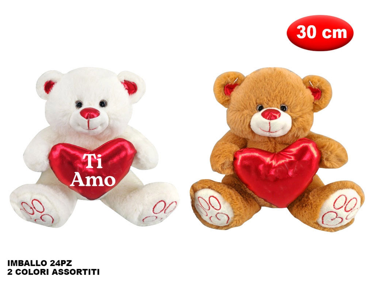 Peluche orsetto con cuore morbidi' 30cm
