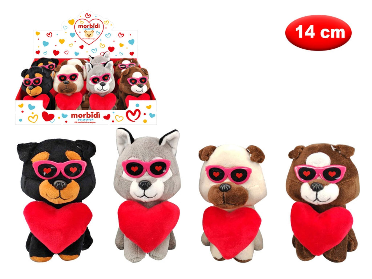 Peluche cane con cuore morbidi' 14cm