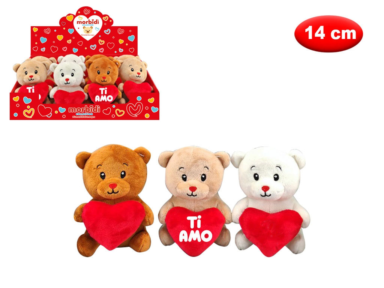 Peluche orsetti con cuore morbidi' 14cm