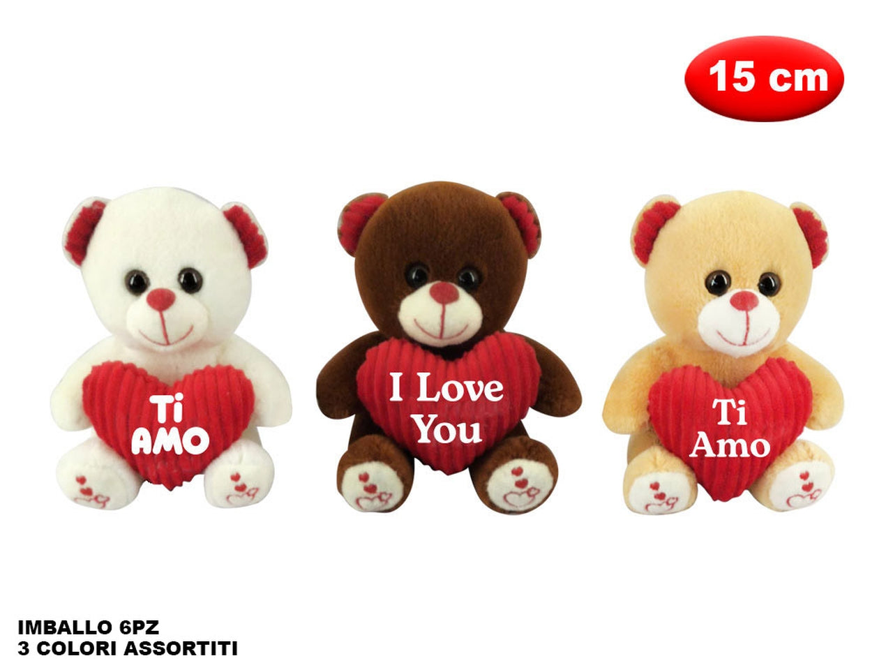 Peluche orsocon cuore morbidi' 15cm