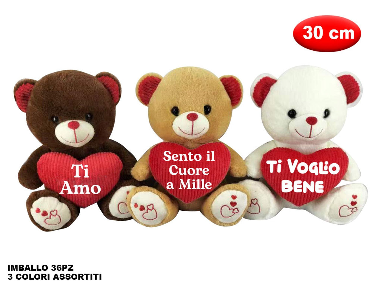 Peluche orso con cuore morbidi' 30cm