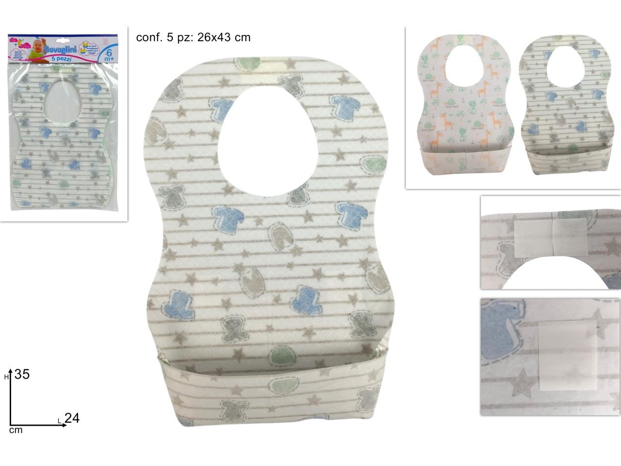 Bavette usa e getta confezione da 5pz assortiti