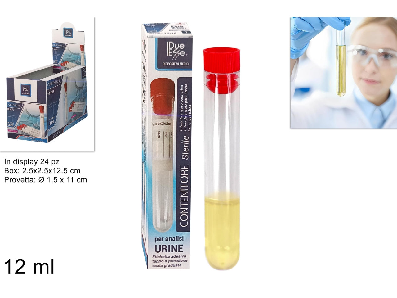 Contenitore - provetta urine 12 ml