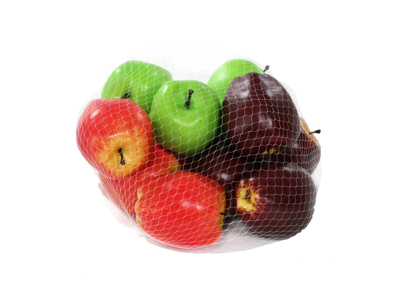 Mela artificiale 9x7cm in rete da 12 mele assortite