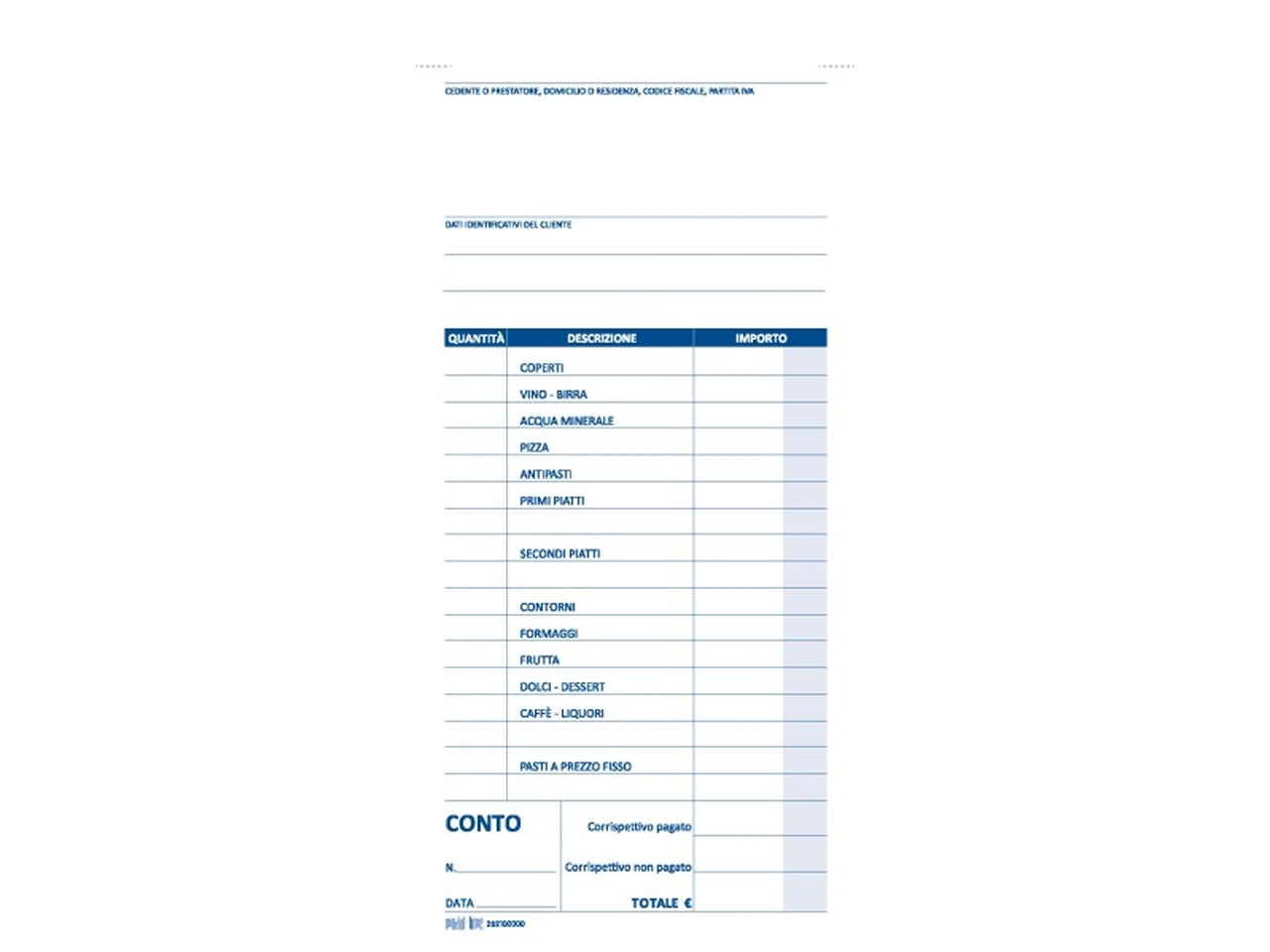 Blocco conto ristorante con dettaglio voci 100 fogli uso mano