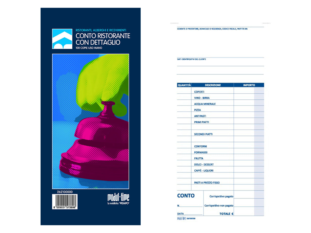 Blocco conto ristorante con dettaglio voci 100 fogli uso mano